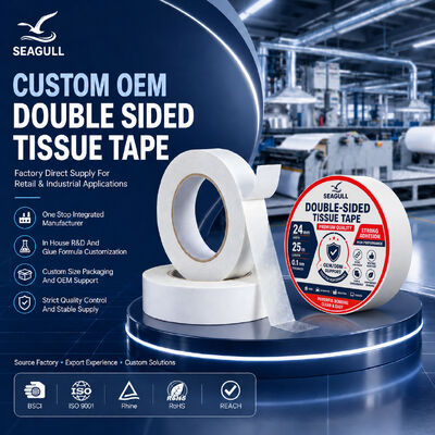 Laminasyon İçin Yüksek Yapışkanlı Akrilik Yapıştırıcılı Çift Taraflı Kağıt Bant Rulo