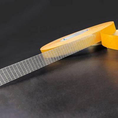 PVC Hava Yalıtım Bandı ve Zeminler için 220MIC Kalınlığında Yüksek Yapışma Mukavemetli Çift Taraflı Fiberglas Örgü Bant