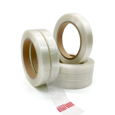 135 mikron Kalınlığında 800N/inç Çekme Mukavemetli ve 11N/inç Soyulma Yapışmalı Ağır Paketleme ve Metal Şerit İçin Fiberglas Filament Bant