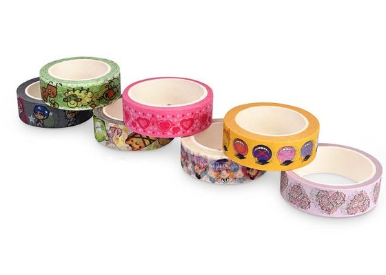 Düz Renk Washi Kağıt Bant Kauçuk Yapıştırıcı Kolayca Fit Dekorasyonu Peeling